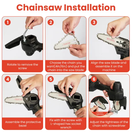 3-in-1 Cordless Electric Pole Saw & Mini Chainsaw & Grass Trimmer Kit With Adjustable Length 2Pcs 21V 1500mAh Batteries - view 4