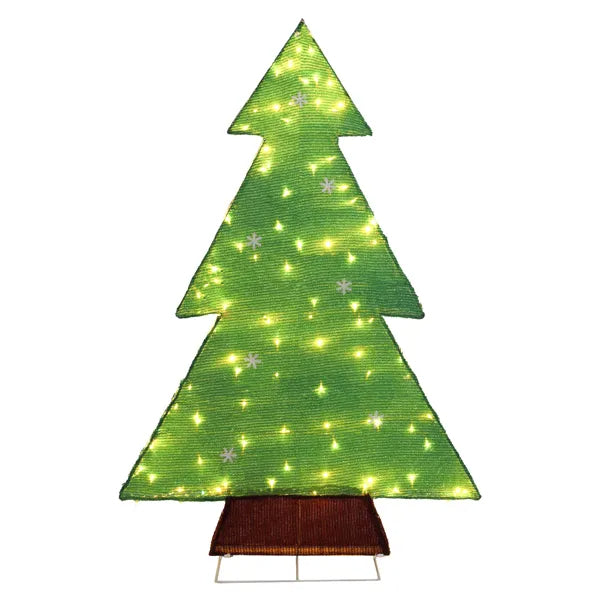 4FT Lighted Christmas Tree Yard Decorations, Pre-lit Holiday Decor With 110 Warm White LED Lights For Xmas Outdoor