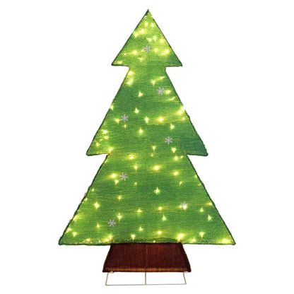 4FT Lighted Christmas Tree Yard Decorations, Pre-lit Holiday Decor With 110 Warm White LED Lights For Xmas Outdoor