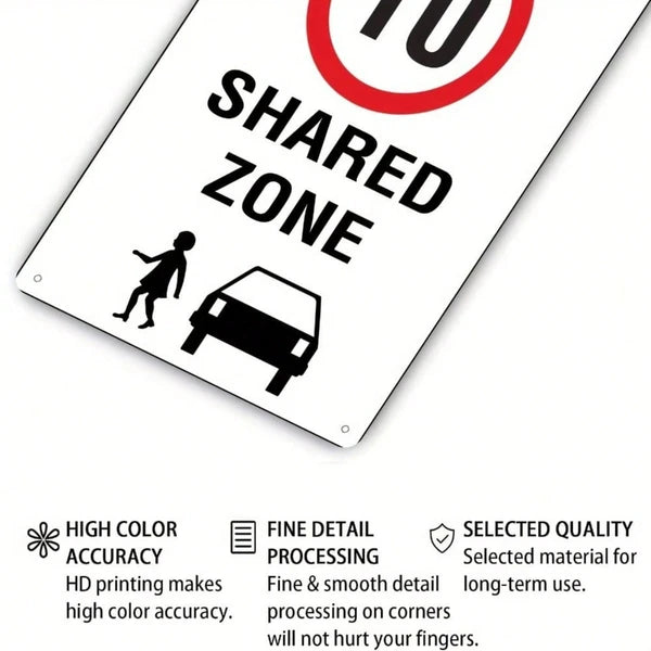 Vintage Speed Limit 10 Km/H Metal Wall Sign, 8x12in Retro Speed Bump Warning Iron Plaque, Plaque - view 4