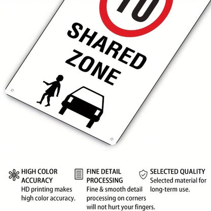Vintage Speed Limit 10 Km/H Metal Wall Sign, 8x12in Retro Speed Bump Warning Iron Plaque, Plaque - view 4