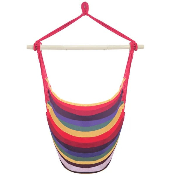 Distinctive Cotton Canvas Hanging Rope Chair With Pillows Rainbow