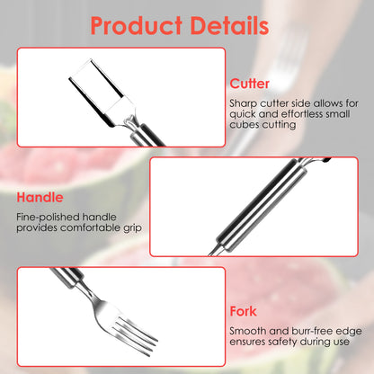 5Pcs 2 In 1 Watermelon Cutter Slicer Fork Stainless Steel Dual Head Watermelon Fruit Cutting Fork Knife For Summer - view 7