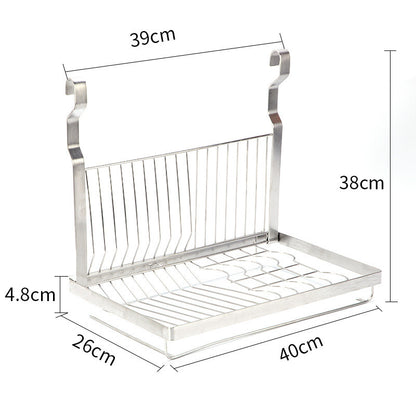 Stainless Steel Kitchen Organizer Multifunction Dish Drying Rack Wall Hanging Storage Holder Tableware Shelf Drainer - view 7