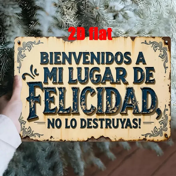 Welcome To My Happy Haven Do Not Ruin It Vintage Metal Sign Floral Rustic Wall Decor For Home Bar Cafe Man Cave - view 2