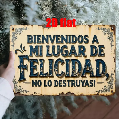 Welcome To My Happy Haven Do Not Ruin It Vintage Metal Sign Floral Rustic Wall Decor For Home Bar Cafe Man Cave - view 2