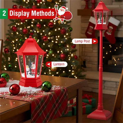 64" Christmas Streetlamp Decor: Santa/Snowman/Tree Scene, 60 Warm White LEDs, 8 Tunes, 2 Modes (Stand/Tabletop), Red - view 5
