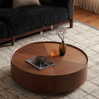 39.3-inch Coffee Tables, Circular Walnut Design, Suitable For Living Rooms, Walnut Material, Suitable For Bedrooms - view 5