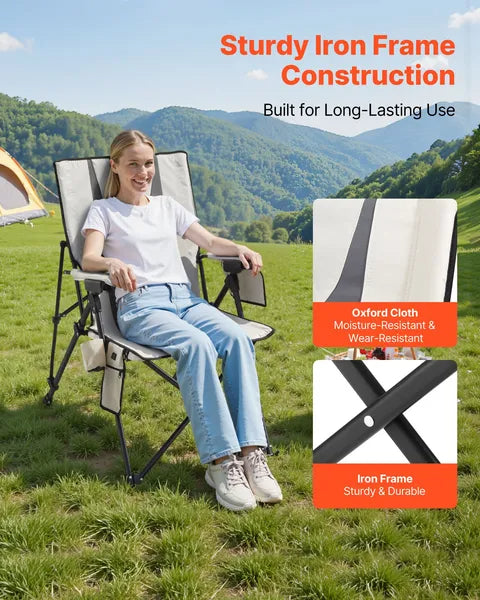 VEVOR Heated Camping Chair, 3 Heat Settings, High Back Folding Camping Chair, Supports 260lbs - view 3