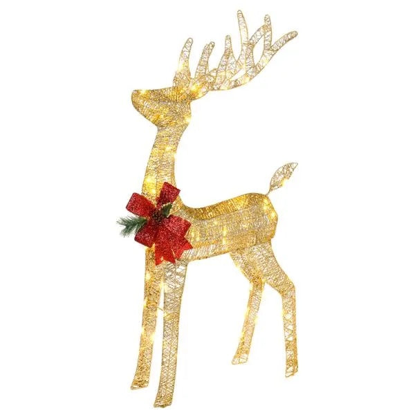 Lighted Christmas Reindeer Outdoor Decorations, Weather Proof 4ft Santa's Sleigh Reindeer Christmas Ornament Indoor - view 5