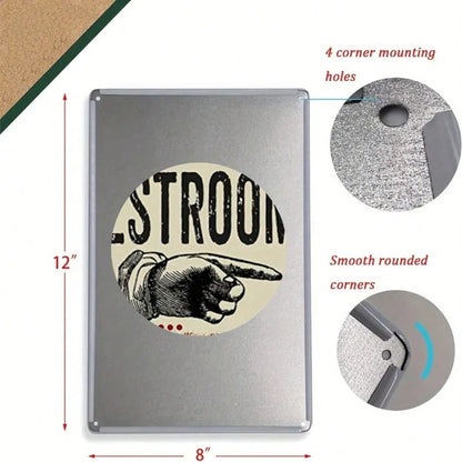Vintage Restroom Right-Pointing Hand Tin Sign, Gloss Metal Wall Decor, Decor - view 3