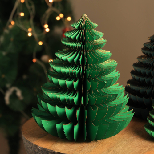 Handmade Green Paper Tree Festive Holiday