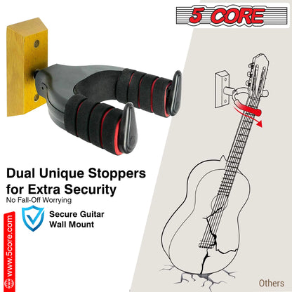 5Core Guitar Wall Mount Hanger Hook Metal Base Soft Padding Adjustable Rotatable Holder - view 6