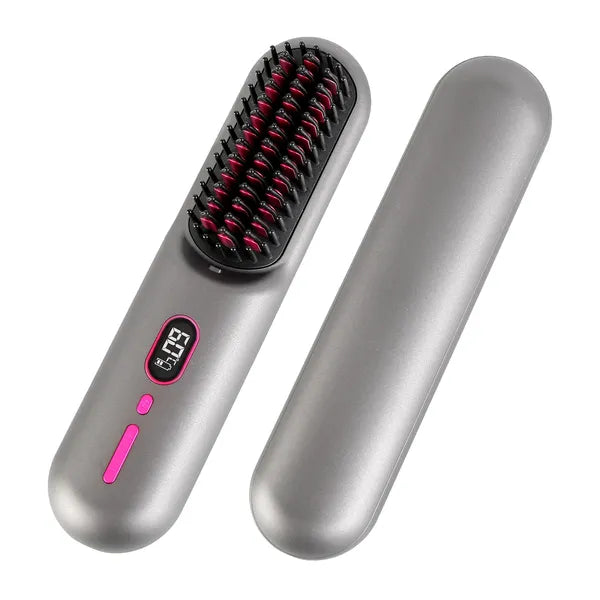 Cordless Negative Ion Hair Straightener Brush Rechargeable Mini Styling Comb With 12 Heating Levels Anti-scald 30S - view 3