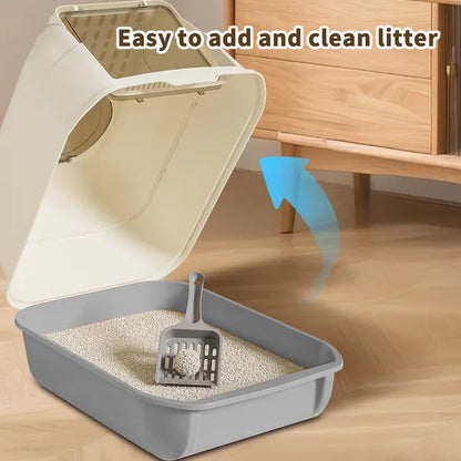 Extra Large Dual-Entry Cat Litter Box, Convertible Open&Enclosed, Gray, Odor Control, Easy Clean - view 6