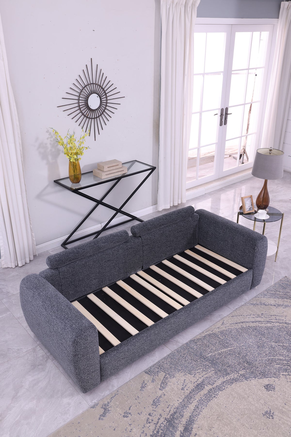 Modern Minimalist Comfortable Fabric GREY Sofa - view 6