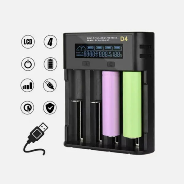 YONII 4-Slot USB LCD Smart Battery Charger For NiMH Li-ion SC/F6 AA AAA Batteries, 2025 - view 2