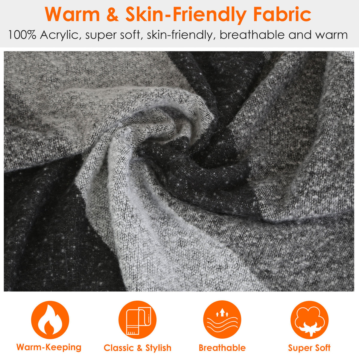 1Pc Women Winter Warm Scarf 74.8x25.6In Long Soft Knitted Shawl Extra Thick Plaid Blanket Wrap Cape - view 8