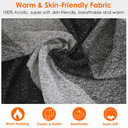 1Pc Women Winter Warm Scarf 74.8x25.6In Long Soft Knitted Shawl Extra Thick Plaid Blanket Wrap Cape - view 8