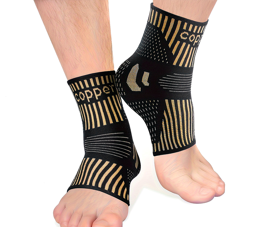 1 Pair Copper Ankle Support Sleeves Unisex Wicking With Arch Heel Stabilization Ideal For Basketball Tennis Running - view 3