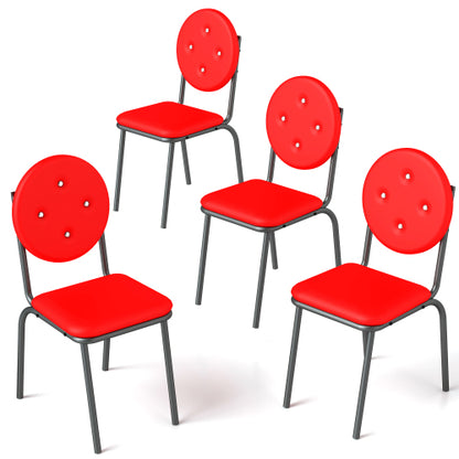 4-piece Bar Stools Faux Leather Dining Chairs With Waterproof Surface And Metal Legs - view 2