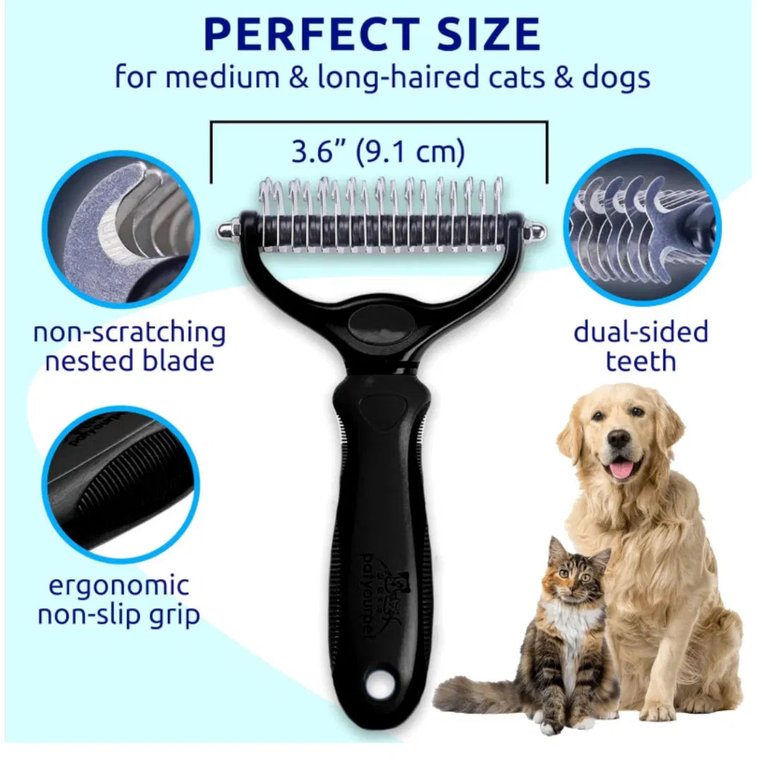 Black Pet Hair Removal Dog Brush for Hair Removal - Indoor Cats Use Cat Brush