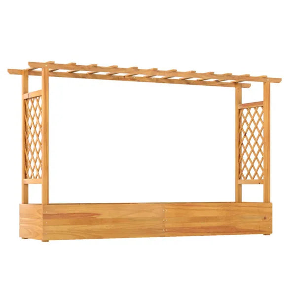 Wooden Raised Garden Bed With Trellis & Flat Roof, Open-Ended Base Planter Box For Climbing Plants/Vegetables/Flowers - view 5