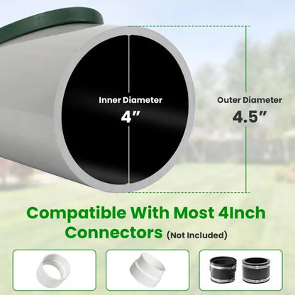 4Inch Green Angled Yard Drainage Pipe With Sloped Grate Yard Drain Emitter For Sump Pump Discharge Downspout Extensions - view 2