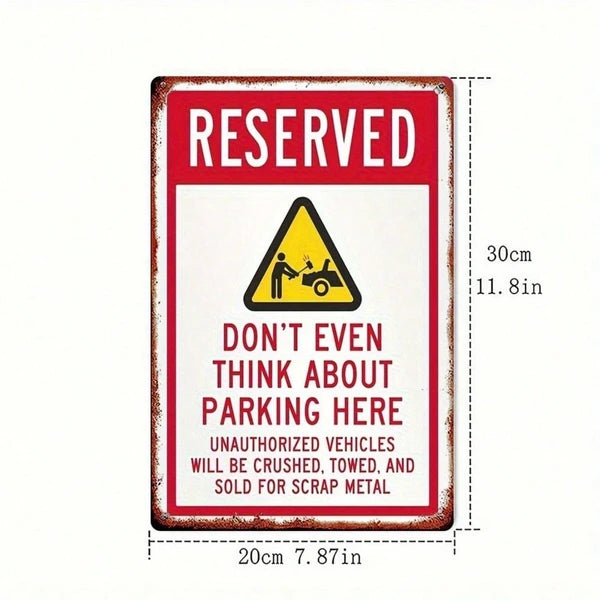 Vintage Rustic Iron Metal Sign 8x12 Inch No Parking Warning Plaque, Waterproof Rustproof 2D Flat Wall Art Decor - view 2