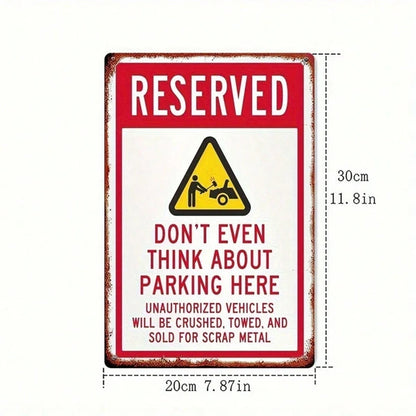 Vintage Rustic Iron Metal Sign 8x12 Inch No Parking Warning Plaque, Waterproof Rustproof 2D Flat Wall Art Decor - view 2