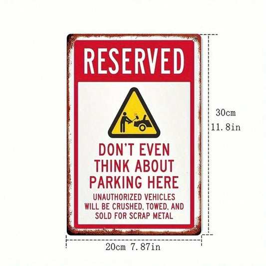 Vintage Rustic Iron Metal Sign 8x12 Inch No Parking Warning Plaque, Waterproof Rustproof 2D Flat Wall Art Decor - view 2