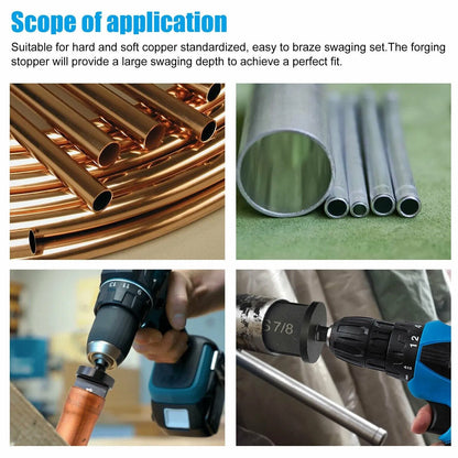 6x Swaging Tool Drill Bit Set Air Conditioner Copper Pipe Flaring Tube Expander - view 9