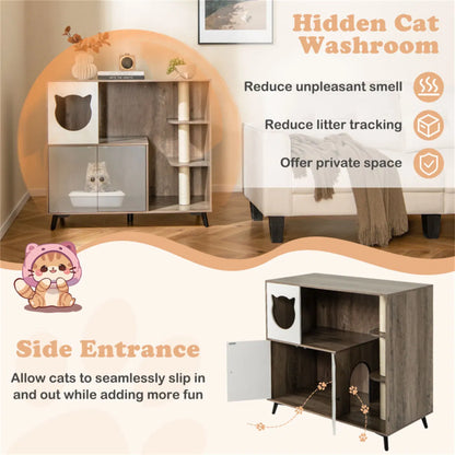 Cat Litter box with Cat scratching post, Cat Apartment, Cat House, locker - view 6
