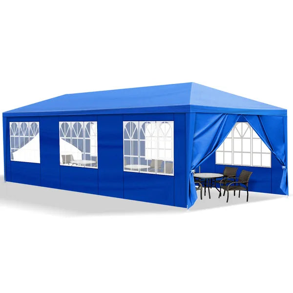 10' x30' Outdoor Party Tent With 8 Removable Sidewalls, Waterproof Canopy Patio Wedding Gazebo, Blue