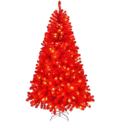 7 FT Pre-lit Artificial Christmas Tree, Hinged Xmas Pine Tree With 1100 Branch Tips - view 3