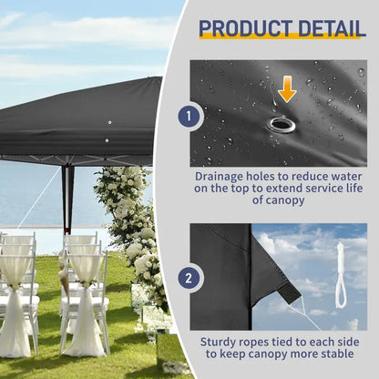 10' x20' Instant Pop Up Canopy Tent Black, 6 Panels 2 Doors 4 Mesh Windows, 28 And 22mm Powder Coated Steel Frame - view 2