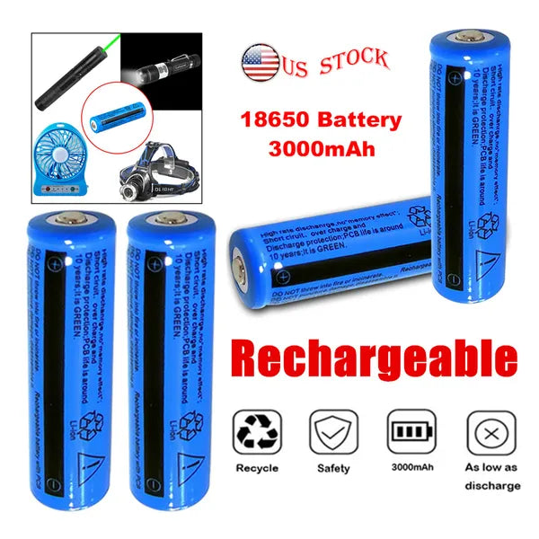 2PCS&4PCS&10PCS&50PCS&100PCS Rechargeable Battery 3000mAH 3.7V Li-ion BRC 11.1 Power Batteries For Flashlight Laser - view 4