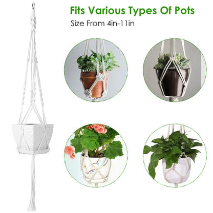 2Pcs Plant Hanger Flowerpot Net Bag 40in Cotton Rope Plant Hangers 4Legs Plant Hanger - view 4