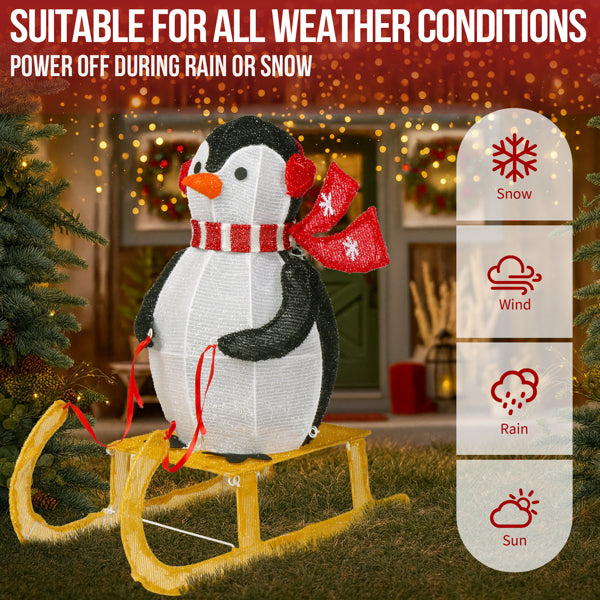2.2FT Lighted Penguin Riding Sleigh Christmas Decorations, Pre-lit Holiday Decor With 130 Warm White LED Lights - view 10
