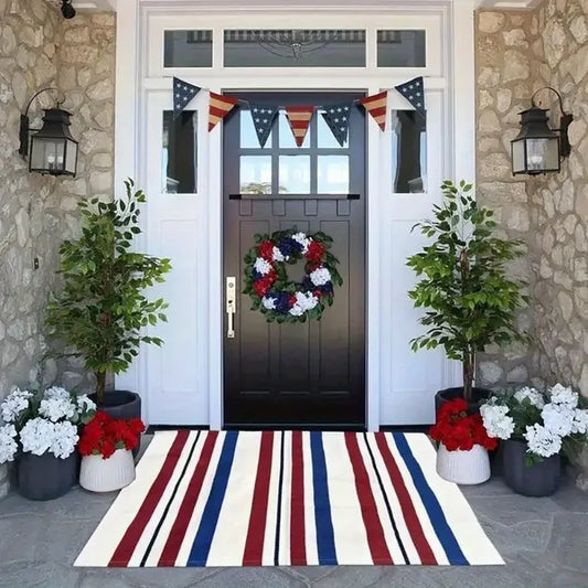 "American Flag Doormat - Patriotic USA Flag Welcome Mat, Non-Slip Indoor/Outdoor Front Door Rug, Veterans Day Gift