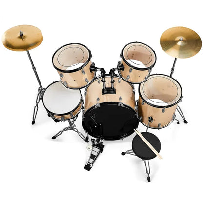 Full Size AdultDrum Set 5-Piece Champagne With Bass Drum, Two Tom Drum, Snare Drum, Floor Tom, Stool, Drum Pedal, Sticks - view 6