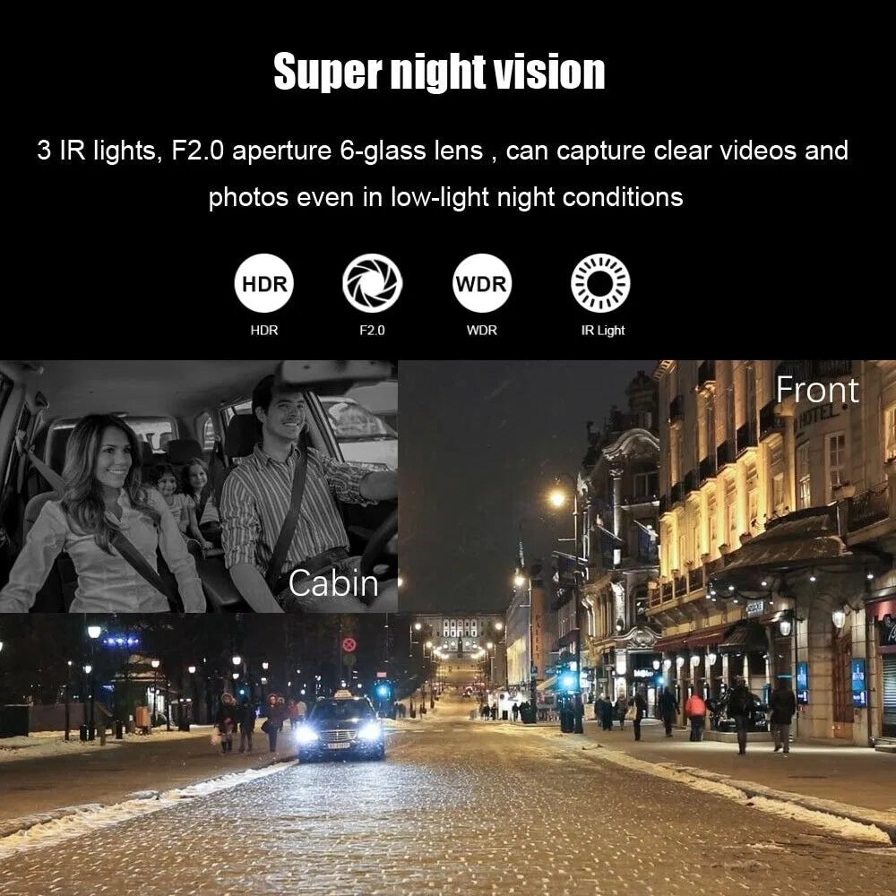 1080P Dual Lens Car DVR Dash Cam Video Recorder G-Sensor Front And Inside Camera - view 2