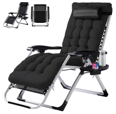 Zero Gravity Chair, Reclining Camping Lounge Chair For Indoor, Reclining Patio Chairs With Cup Holder Trays - view 7