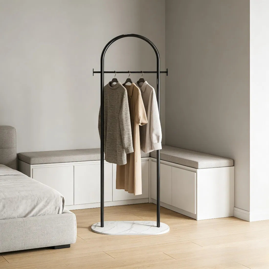 Clothing Rack, Golden Metal Freestanding Heavy Duty Clothes Rack with Marble Base - view 5