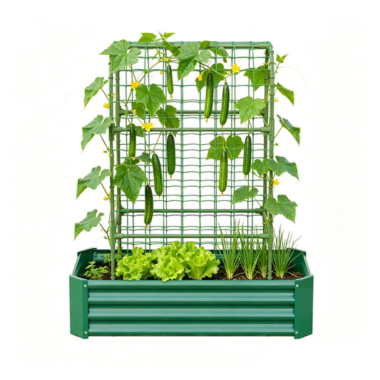 2-in-1 Raised Garden Bed with Trellis - 59" Tall Arch Planter Box for Climbing Plants