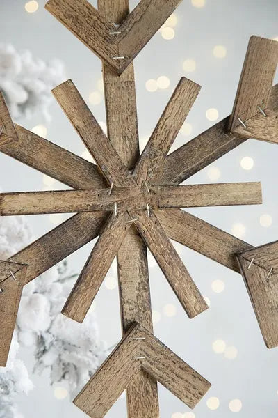17.7inch X 17.7inch Large Fir Wood Snowflake Ornaments, Hanging Home Decor Accents For Christmas Tree, Wall Art - view 3