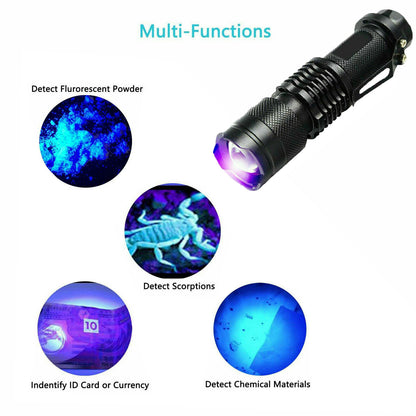 2 Pack UV Flashlight LED Handheld Blacklight Ultra Violet Flashlight 395nm Mini Light Inspection Lamp Torch Detector - view 5