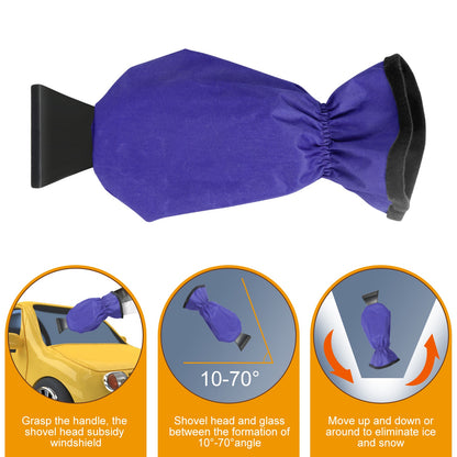 1Pc Ice Scraper Glove Car Windshield Snow Scraper Remover Glove Lined Of Fleece Winter Ice Scraper Mitt Keep Warm - view 4