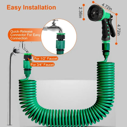 EVA Recoil Garden Hose Flexible Self-coiling Water Hose With 3/4' And 1/2' Adapter With 7 Spraying Modes For Boat - view 3