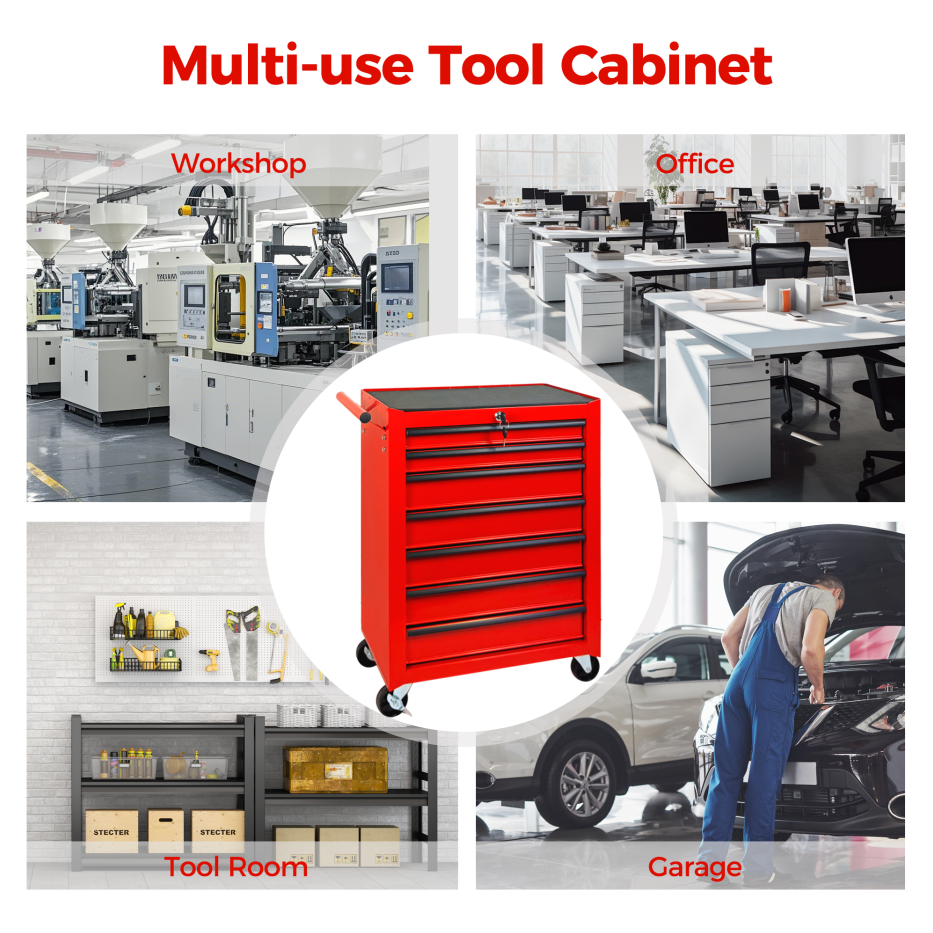 Rolling Metal Tool Chest With 7 Drawers, 20inch 7-Drawer Tool Chest Cabinet With Ball Bearing Drawer Slides - view 10